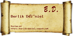 Berlik Dániel névjegykártya